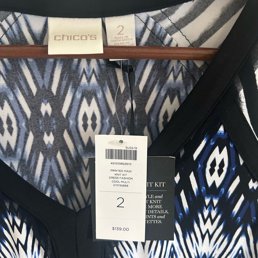 Chico's Black and Blue Patterned Maxi Dress - Picture 3 of 5